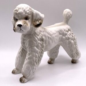ROYAL CROWN Poodle Dog 6" Hand Painted Porcelain Figurine Arnart Vintage 1986‎